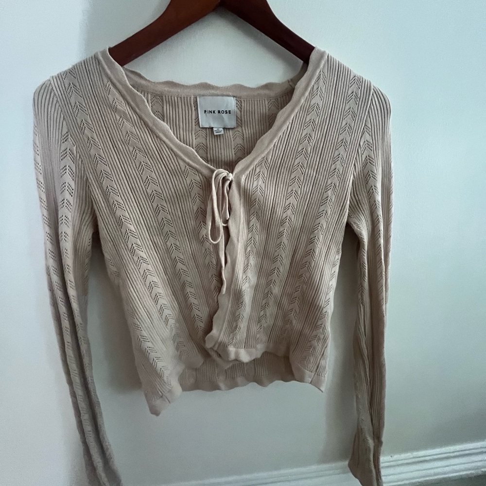 Pink Rose Cream Knit Top